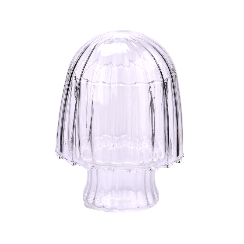 прозрачен стъклен буркан за свещи с уникален дизайн с капак за домашен декор