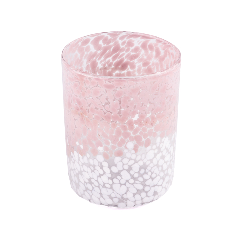 1374ml large powder-white speckled glass candle jars wholesale