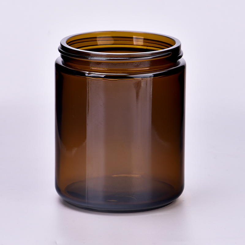 Amber candle glass jar wholesle glass candle contaier with lids