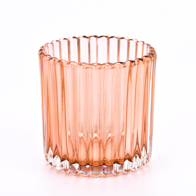 Op maat gemaakte glazen kandelaars transparant oranje glazen kaarsenvaten