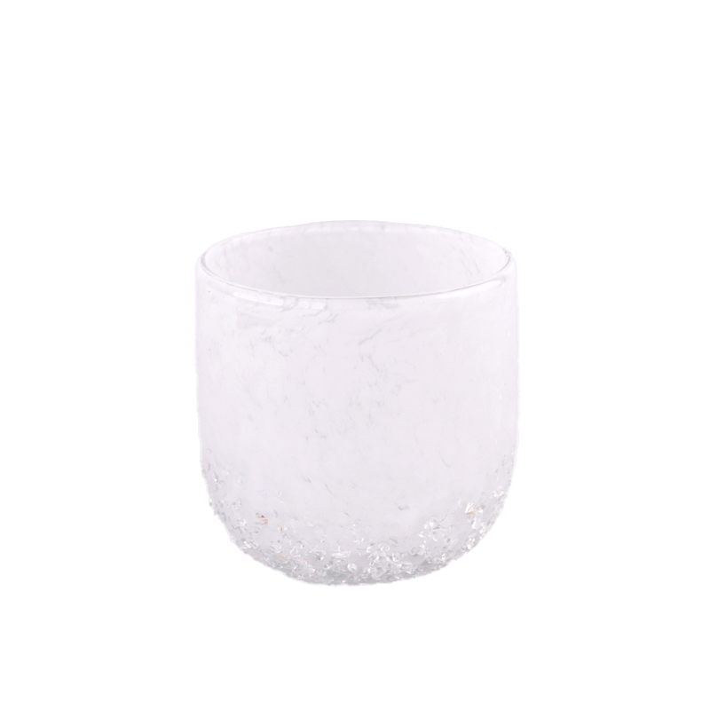Wholesale glass candle jars with white bottom embellished with crystal manufacturers
