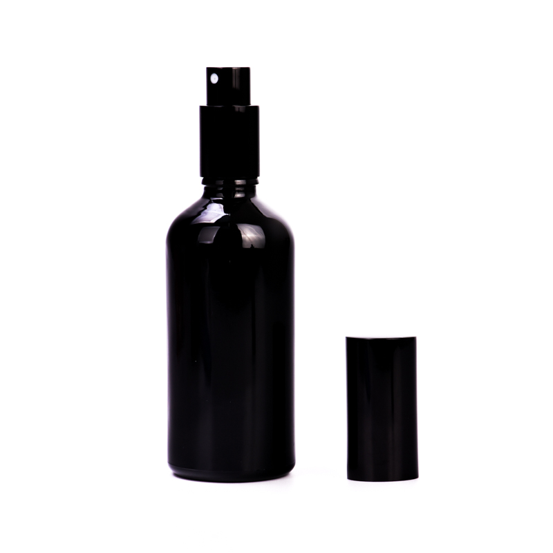 hot sales 100ml black glass sprayer bottle