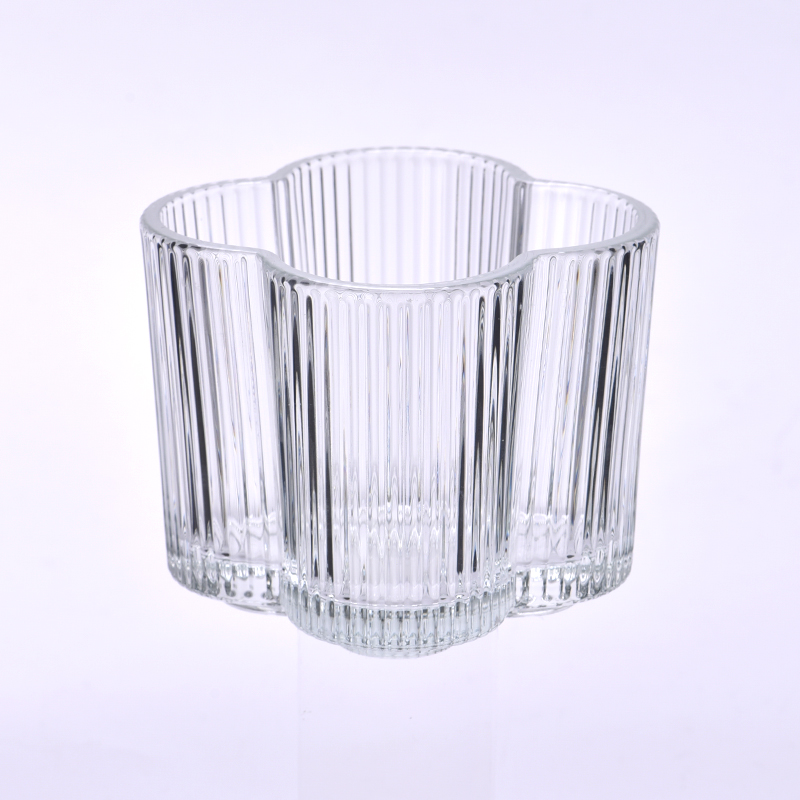 Оптові нові скляні баночки для весільних свічок у формі смужок 7 унцій