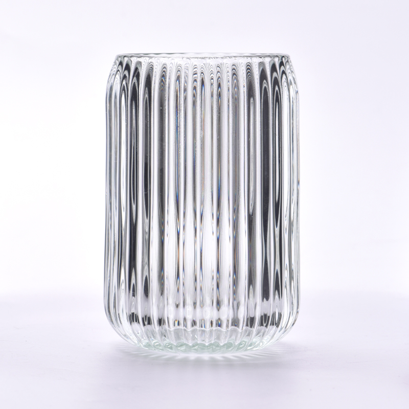 Groothandel glazen kaarsenvat met verticale strepen