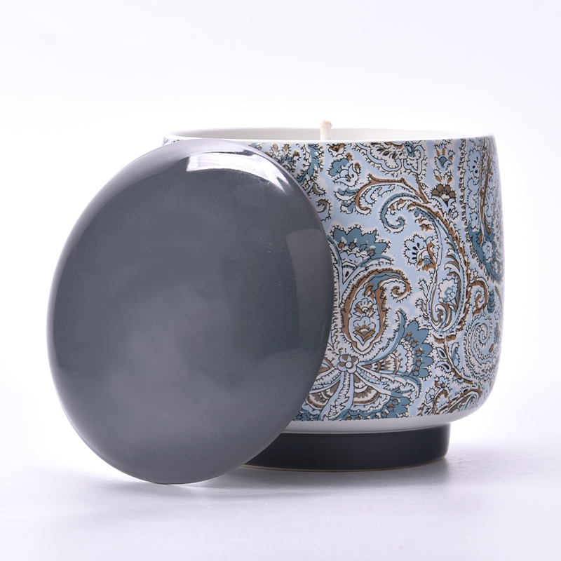Fornitore OEM di candele di cera in vaso di ceramica naturale da 8 once e 10 once con coperchio in ceramica
