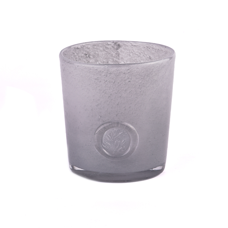 Wholesale grey uniquely designed glass candle jars candle holders in bulk