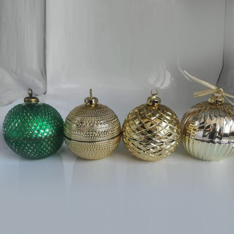 Supplier Christmas 6oz glass ball candle holders with ball lid