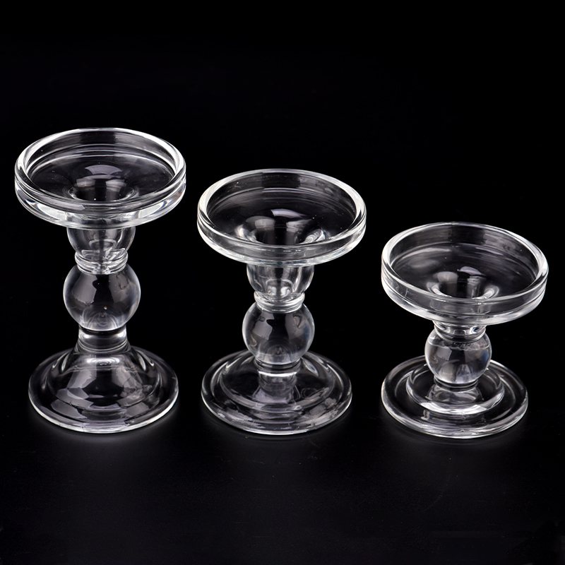 classic glass candlestick pillar candle holders