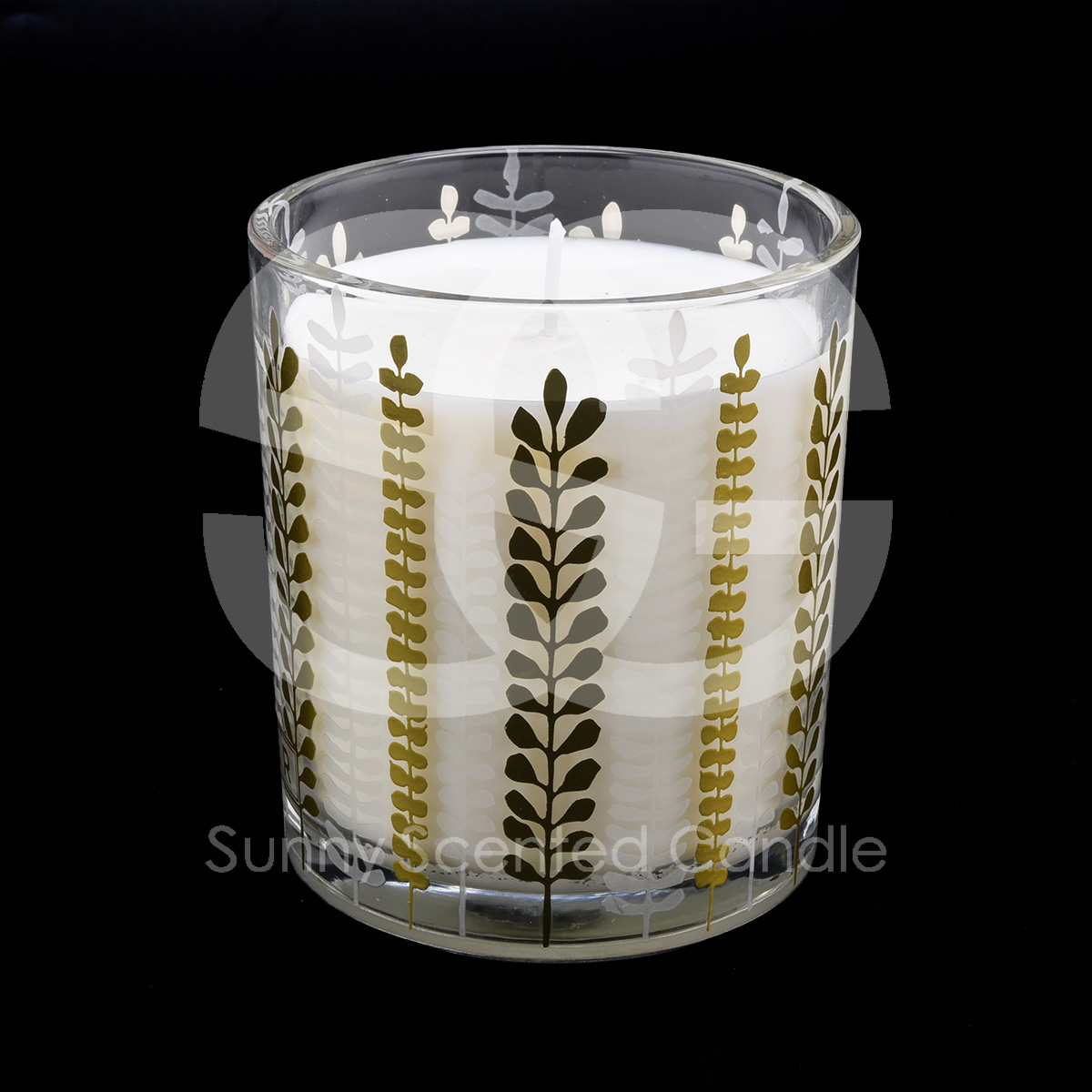 Luxury Gold Pattern Glass Candle Holder Customized Gold Decal Glass Candle Vessels For Home Decoration