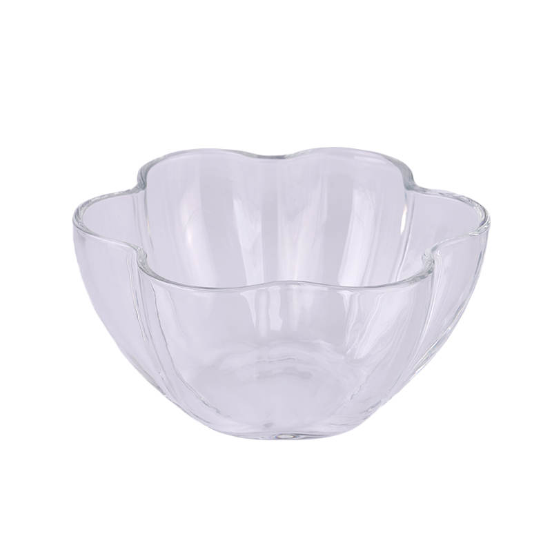 hot sales 4 wicks large flower shape glass candle bowl