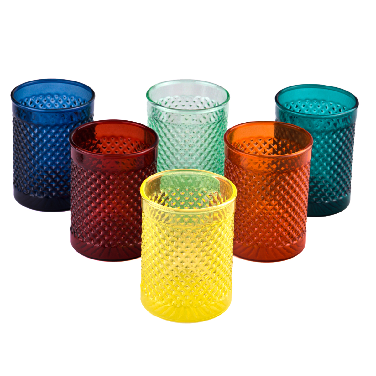 Sunny Glassware designed diamond pattern Glass candle jars candle holders