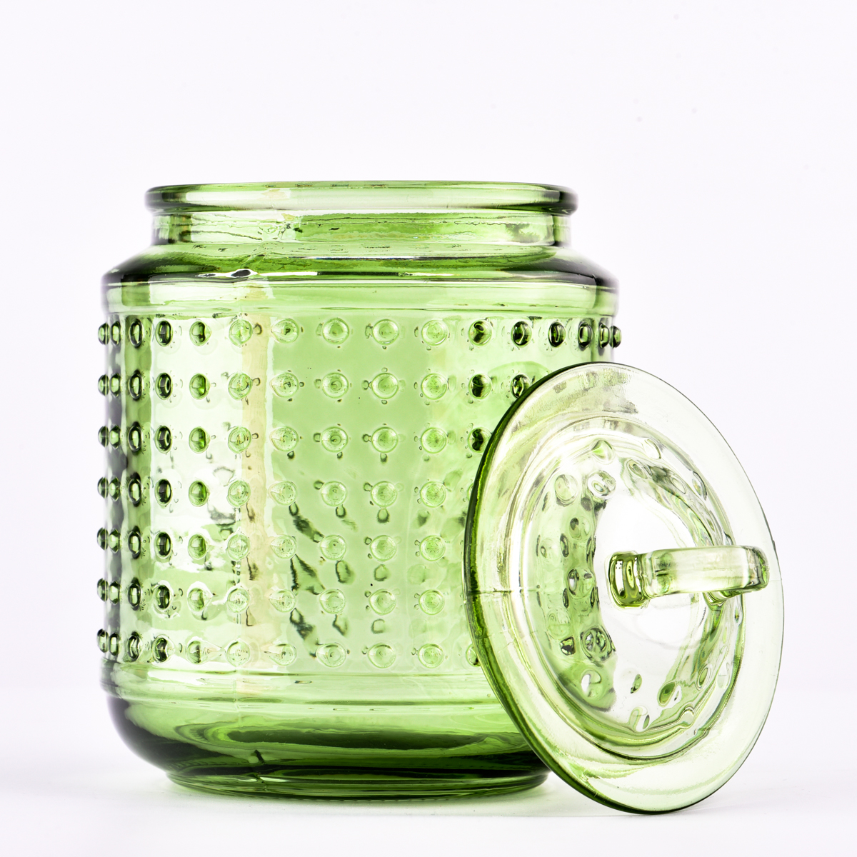 Glazen houder van 700 ml met glazen deksel voor het maken van kaarsen. Glazen kaarsenhouder met deksel van 700 ml