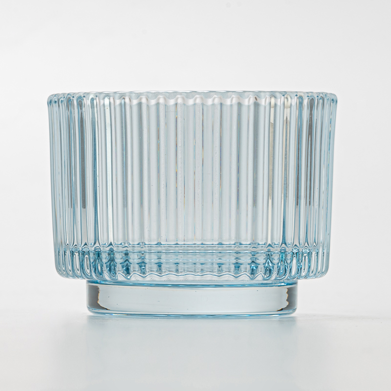 Supplier 150ml ribbed glass candle vessel with home decor