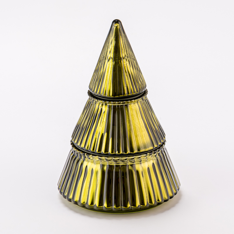 Glass candle container with lid for Christmas decoration