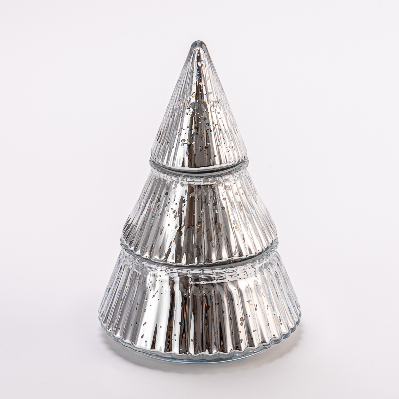 luxury mercury christmas glass tree candle holder