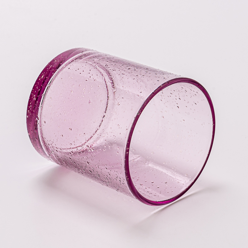 300ml fjólublátt gler kertastími með vatnsdropaskreytingum