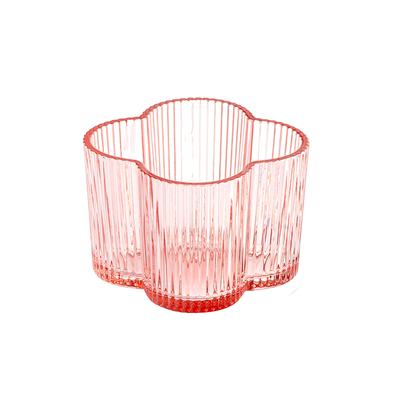 Bentuk Bunga Kaca Lilin Guci Dua Sumbu Tiga Wicks Glass Candle Holders