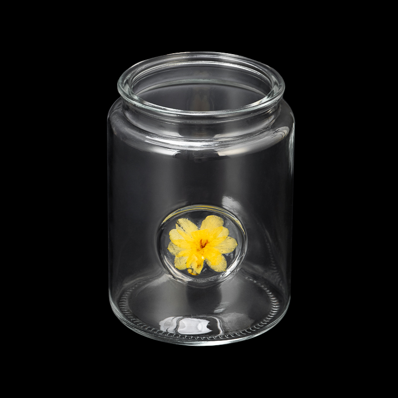 домашен декор 20oz стъклен буркан за свещи с цвете