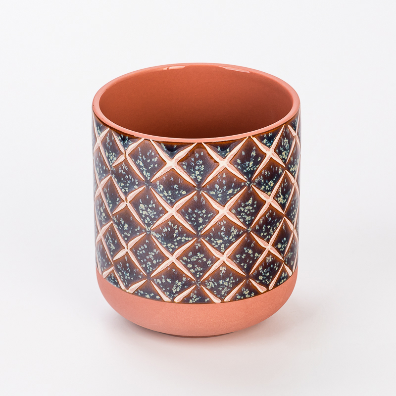 Barattolo di candela in ceramica con stampa classica per decorazioni per la casa