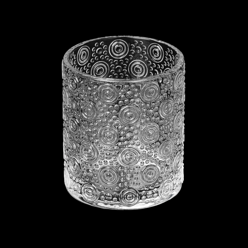 11oz ronde glazen kaarshouder kaarsvat met cirkelpatroon