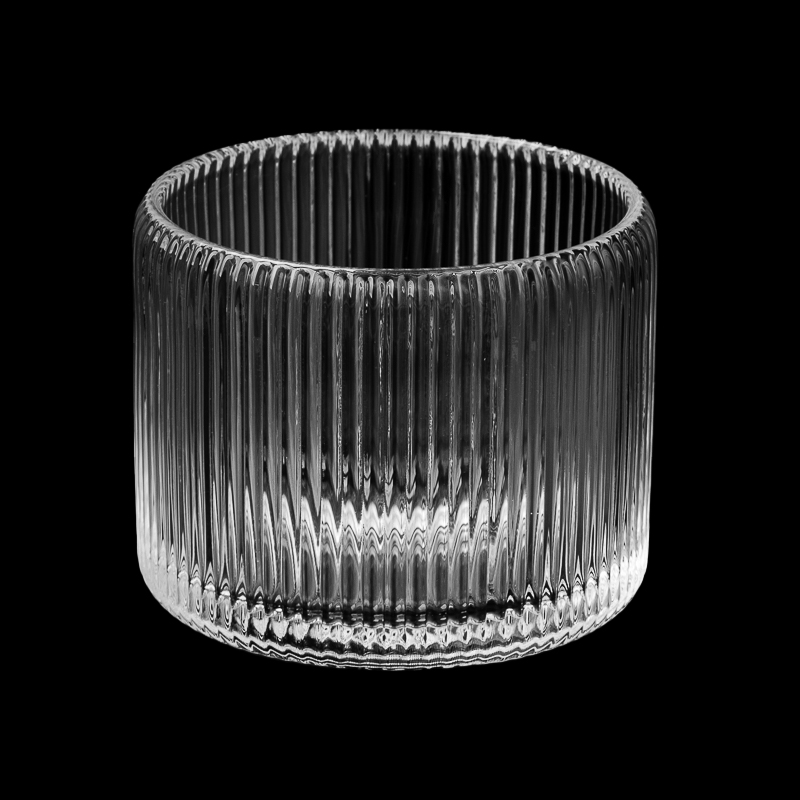 9oz corak berjalur pemegang lilin kaca bekas lilin kaca