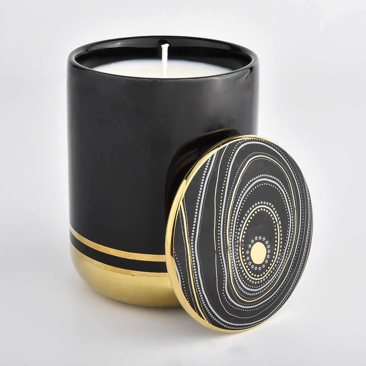 home decor matte black ceramic candle jar with lid