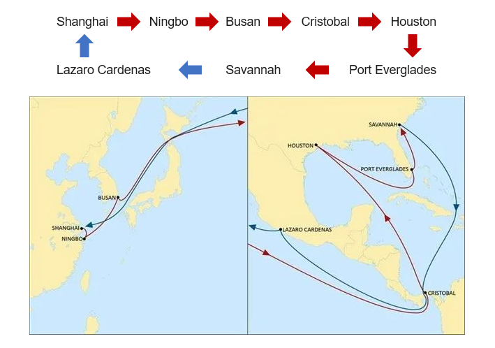 Route Express MSC Lança um novo serviço de linha direta para o leste dos Estados Unidos da China