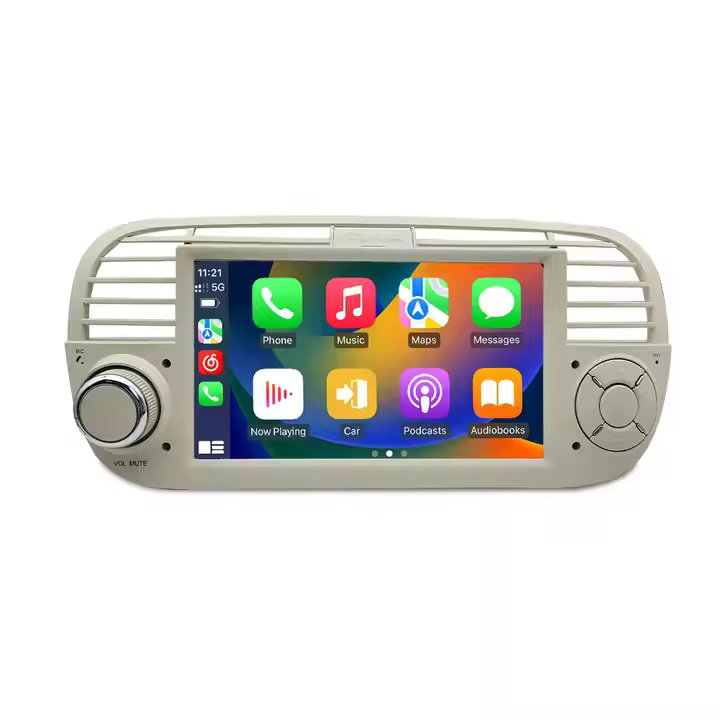 7 '' Android Car GPS Navigation Radio Touch Touch Screen embutido MP3 Player suporta Microfone externo CarPlay para Fiat 500