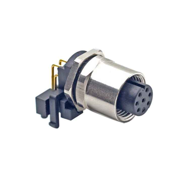 M12 8 pin right angle pcb connector China supplier,M12 8 pin 90 degree