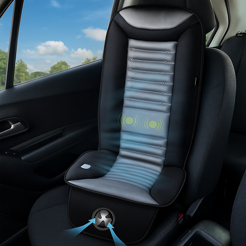 Ergonomic Ventilated Lumbar Support Cushion with 4D Massage & 3 Speed Fans