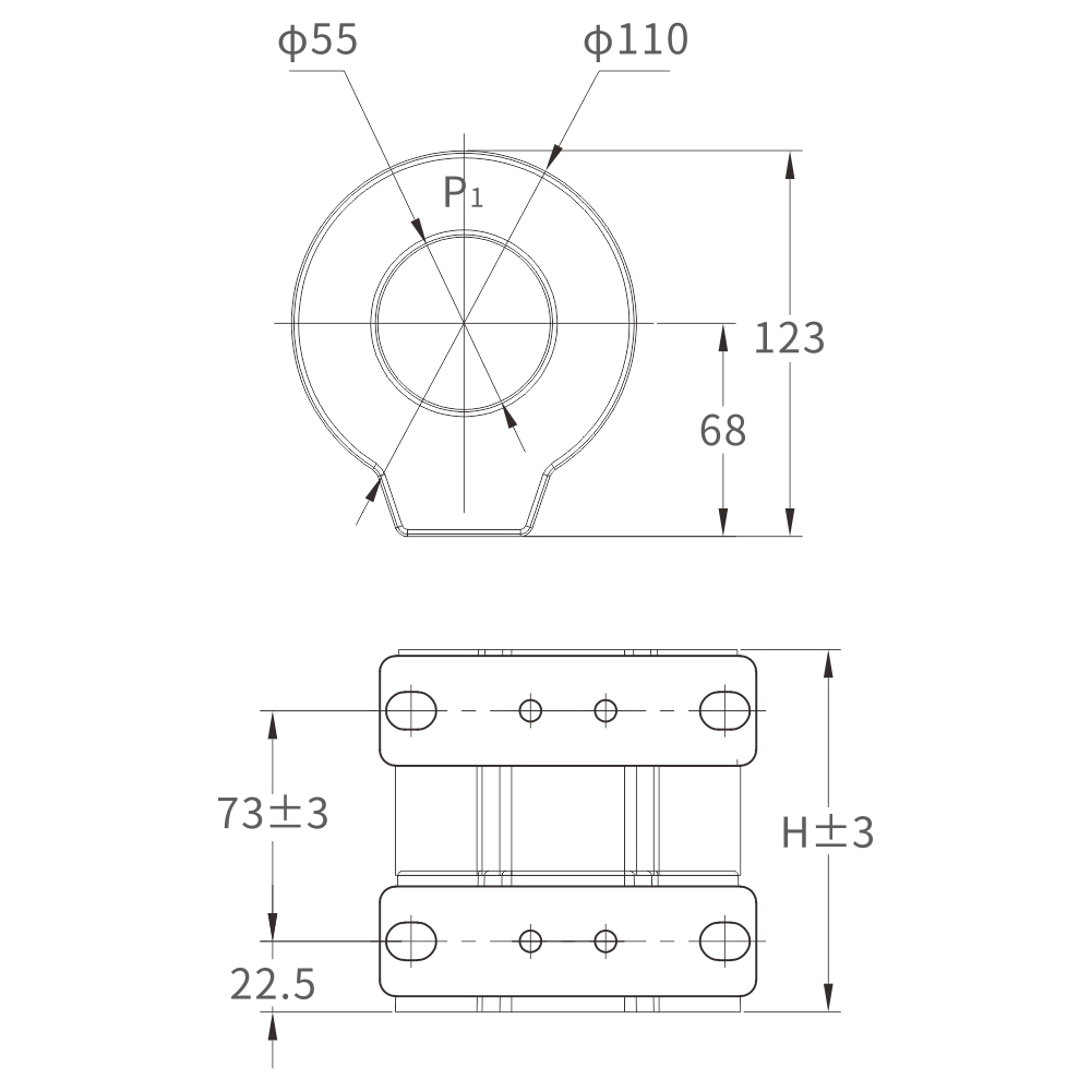 LDZC-φ55/φ110*H ประเภทข้อมูลจำเพาะและขนาดหม้อแปลงกระแสไฟฟ้าปัจจุบัน