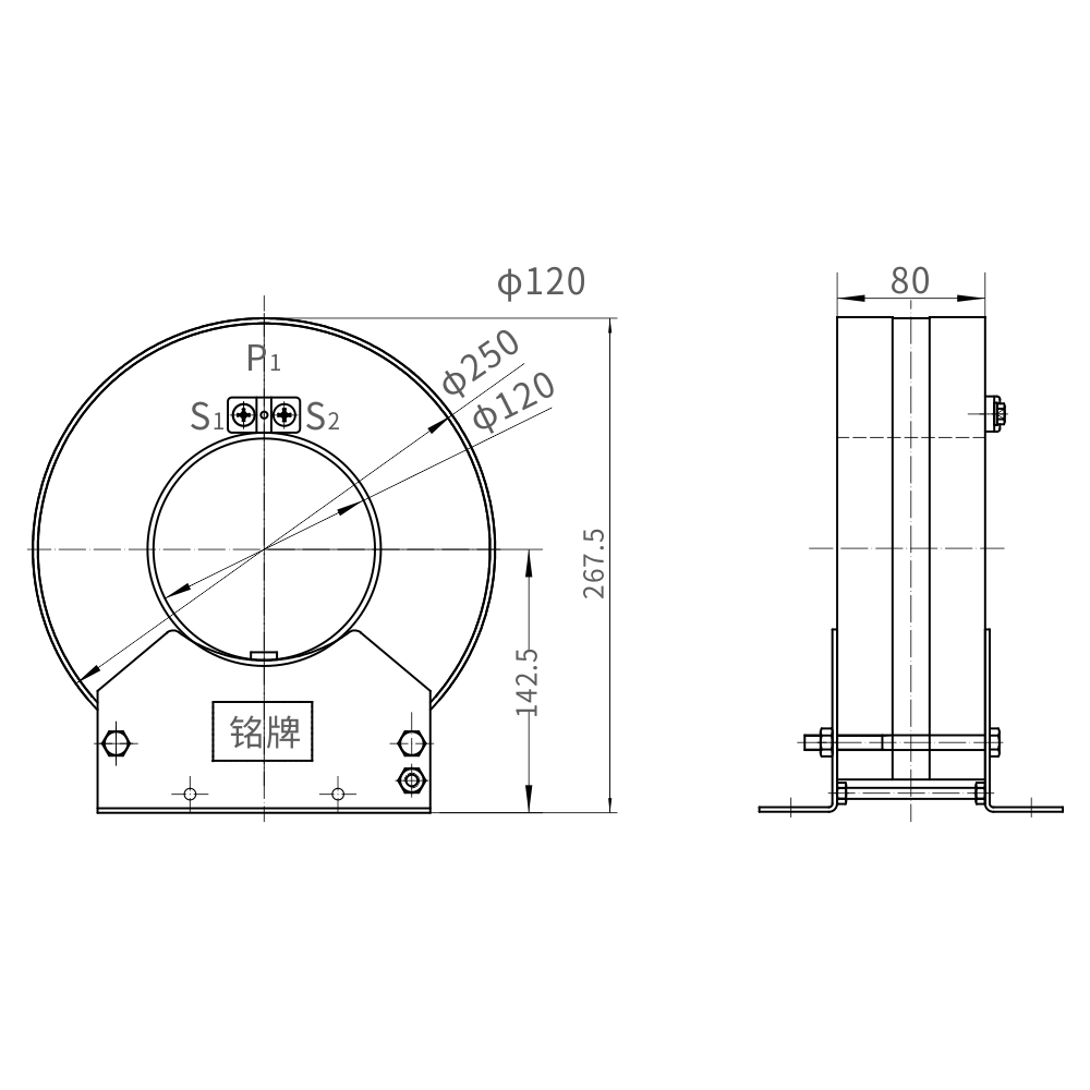 LXZ-120/250*80 Especificaciones y dimensiones del transformador de corriente