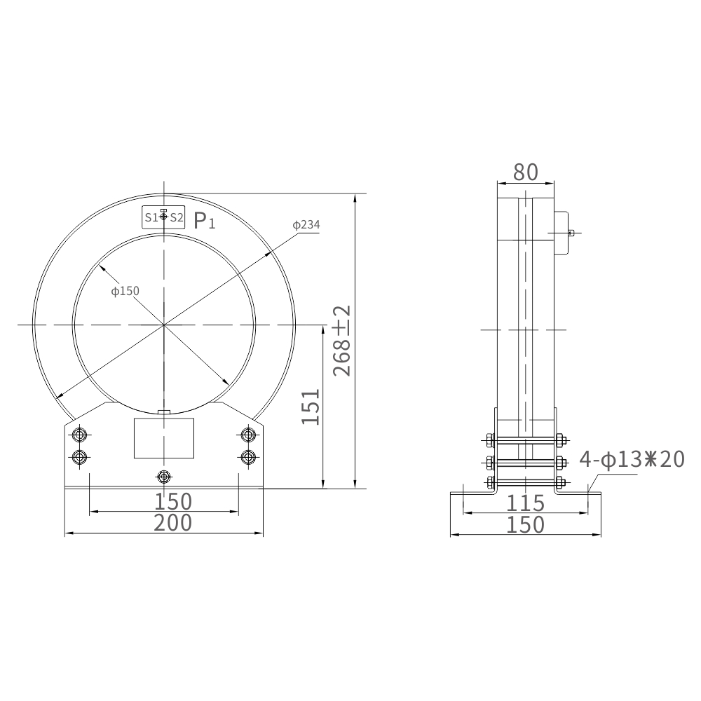 LXZ-150/235*80 ข้อมูลจำเพาะและขนาดหม้อแปลงไฟฟ้าปัจจุบัน