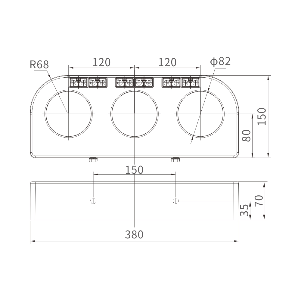 ข้อมูลจำเพาะและขนาดหม้อแปลงไฟฟ้าปัจจุบัน LSY120-φ83-H ปัจจุบัน