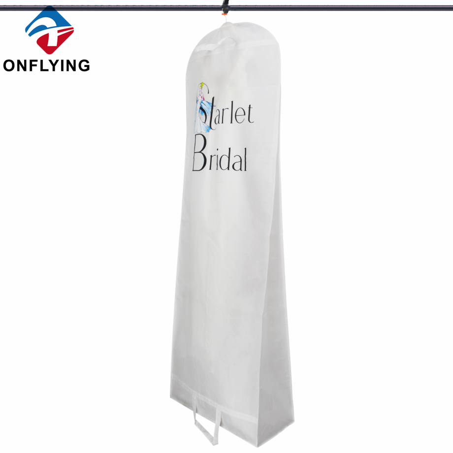 Saco de poeira de capa de casamento não tecido branco para o fabricante de fábrica de roupas
