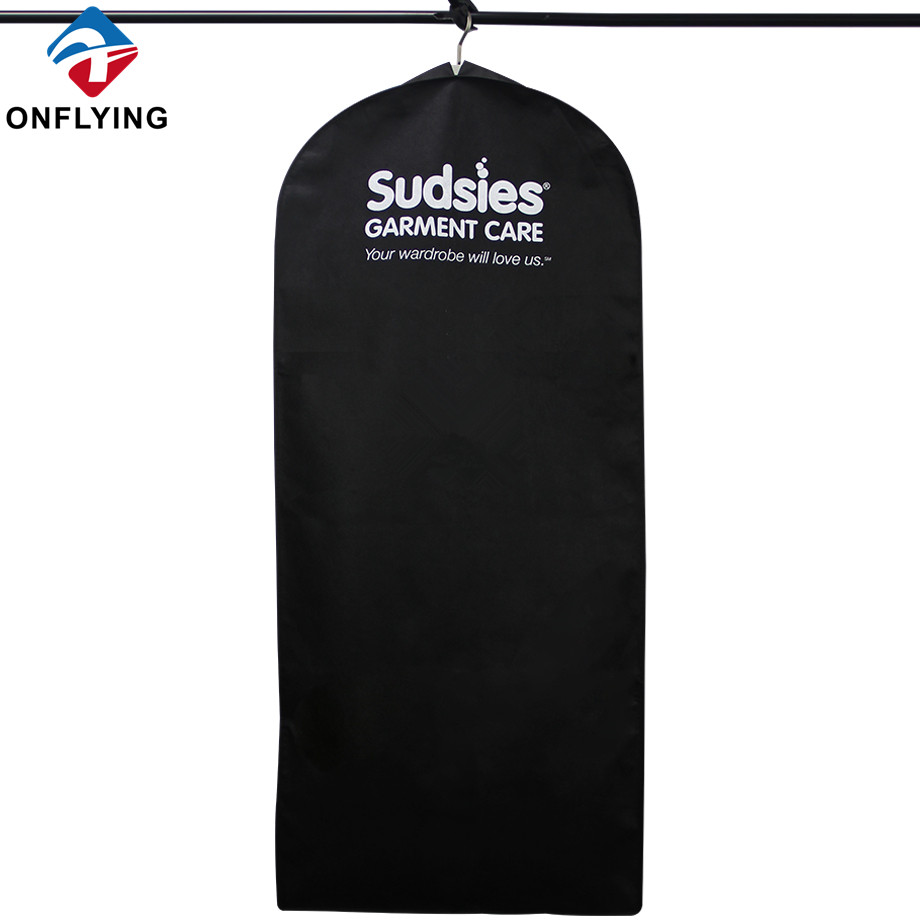 Dust Proof Jacket Garment Suit Cover Non Woven Black Coat Bag Factory Supplier