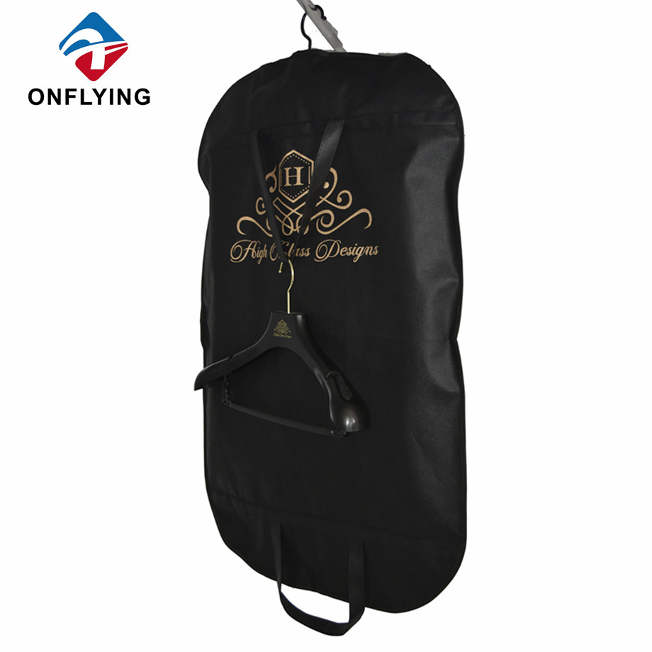 Black Non Woven Coat Clothes Luxury Logo Printed Bags Factory Manufacturer