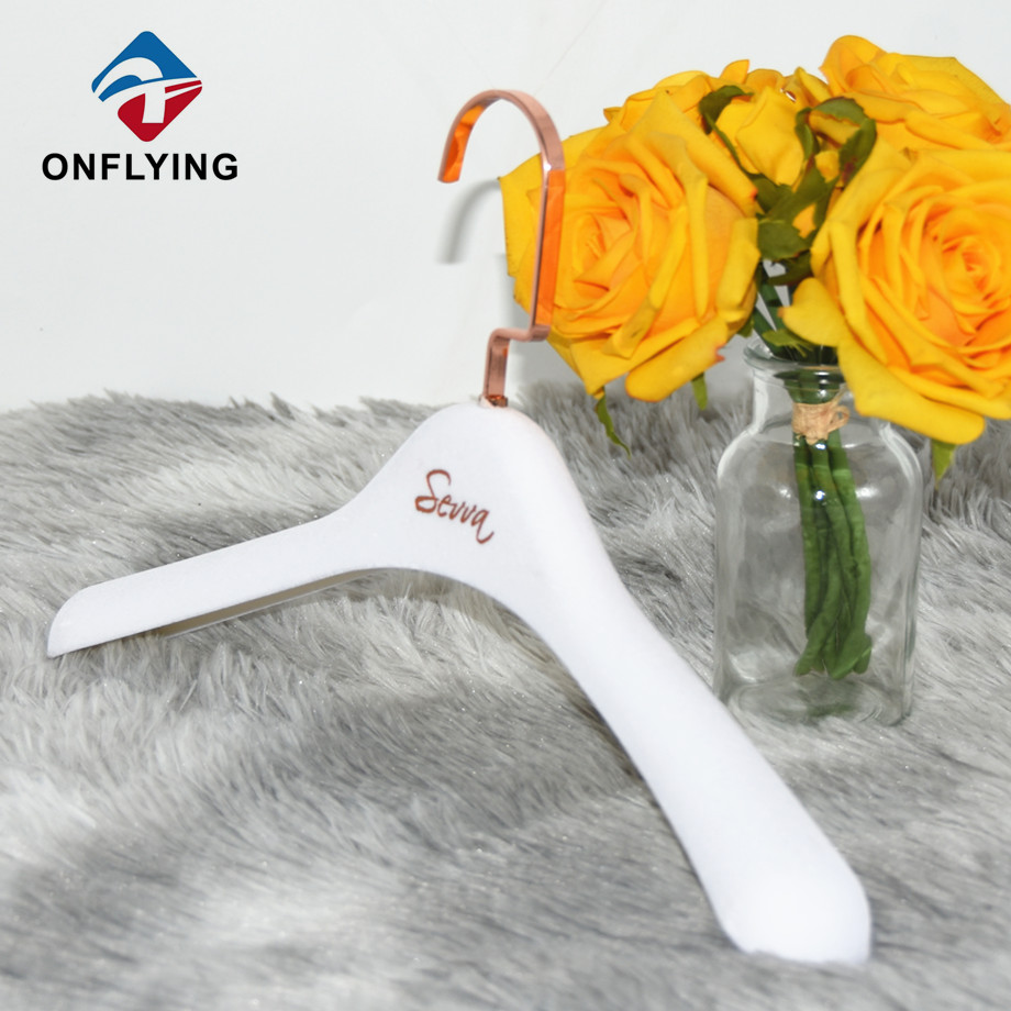 Durable White Cute Kids Custom Clothes Rose Gold Square Hook Velvet Hangers China Factory