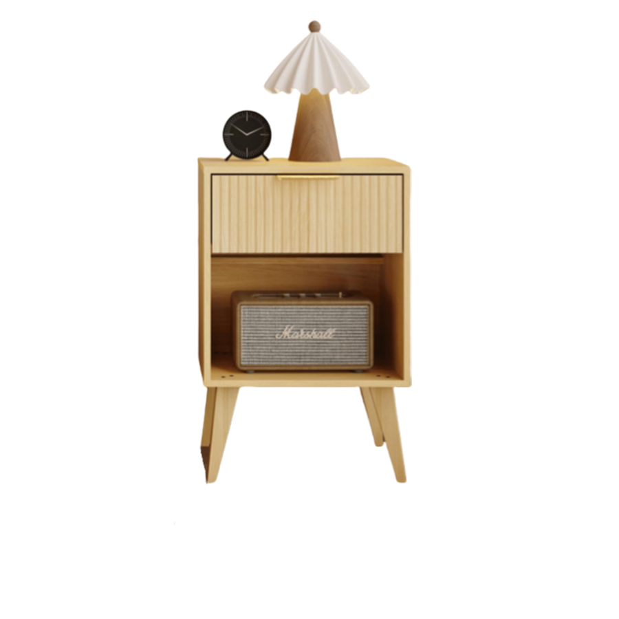 Stand notturno in legno all'ingrosso con deposito di apertura, comodino in legno con cassetto