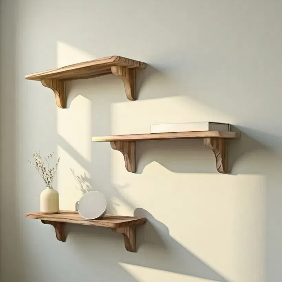 Wholesale Solid Wood Long Shelf for Wall, Wooden Wall Storage Shelf