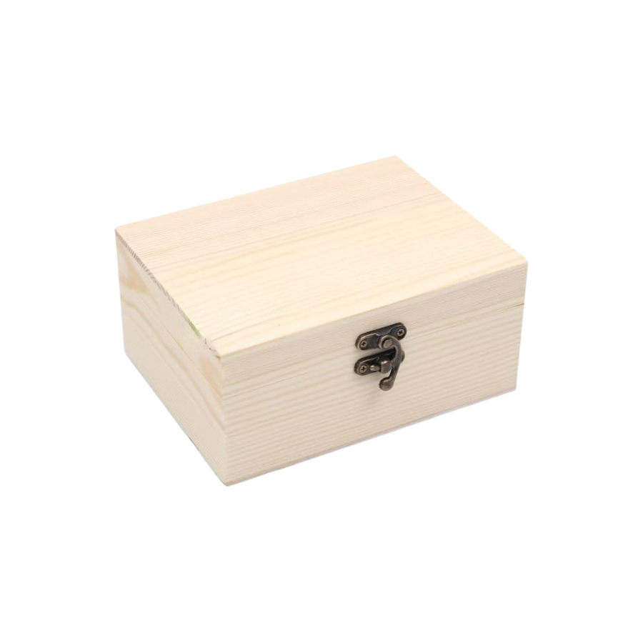 งานฝีมือที่กำหนดเอง DIY Storage Jewelry กล่องสนที่มีฝาปิดบานพับกล่องไม้ที่ยังไม่เสร็จ