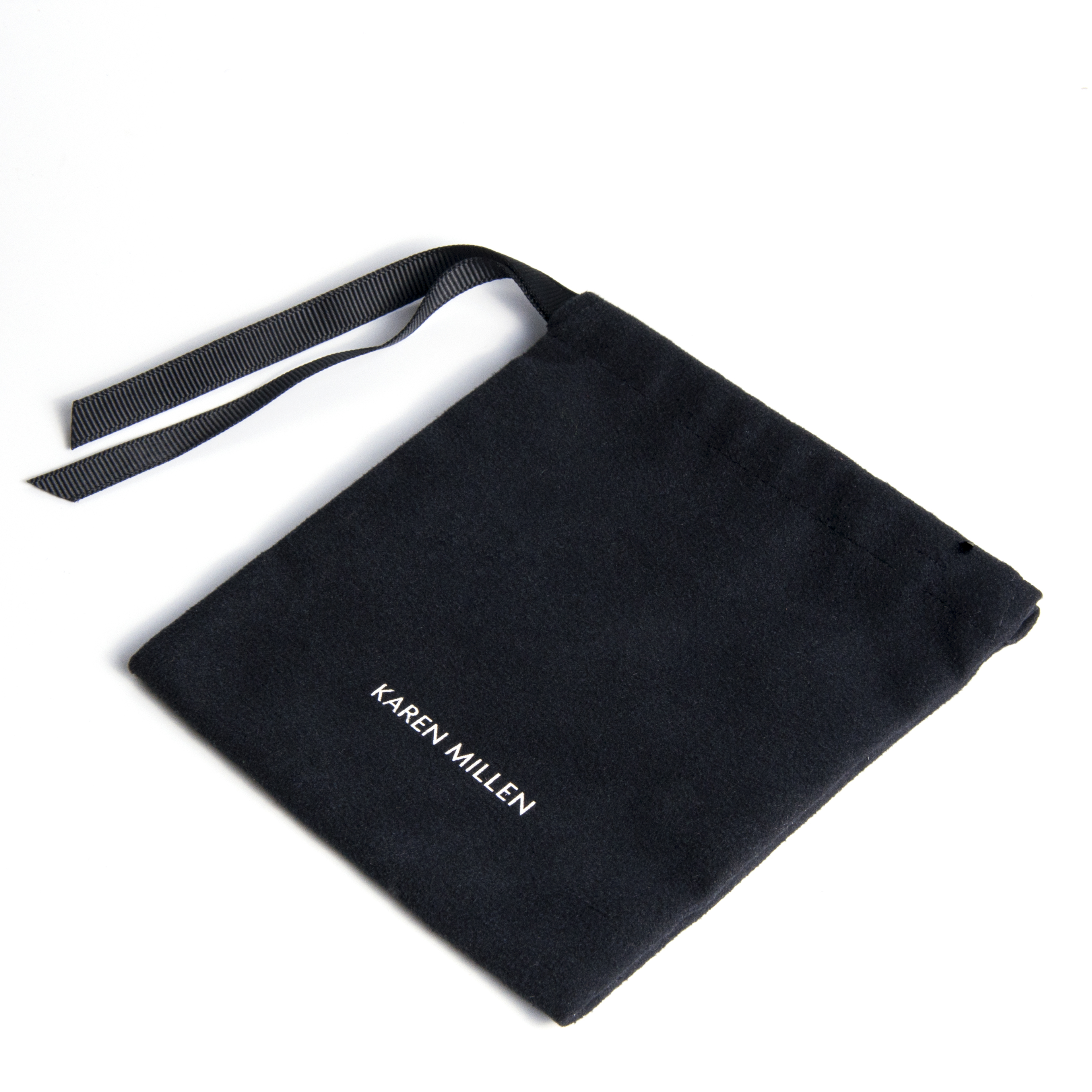 Black suede pouch jewelry packaging pouch bag with ribbon string closure