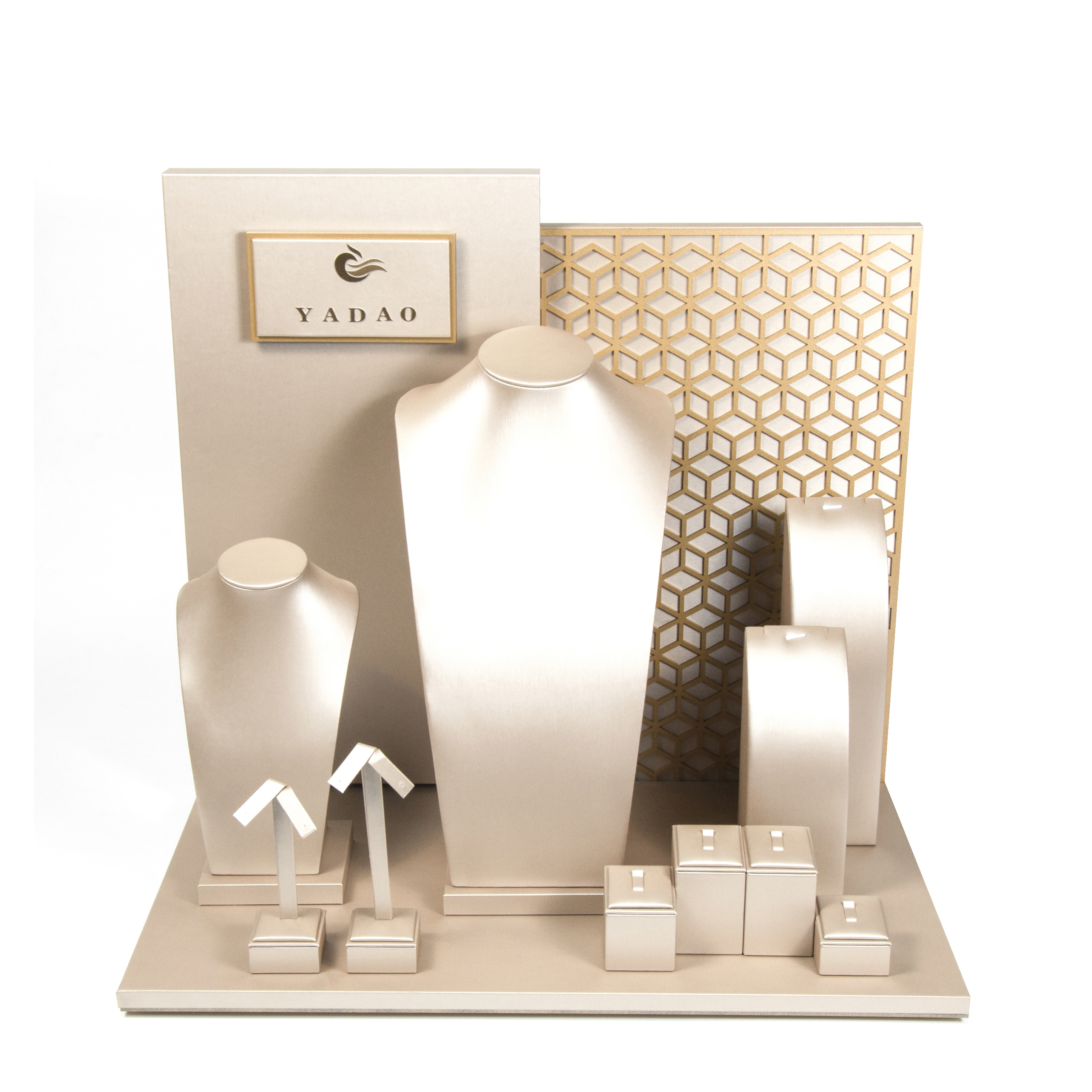 Customize window jewelry display set jewelry counter display set wooden jewelry displays