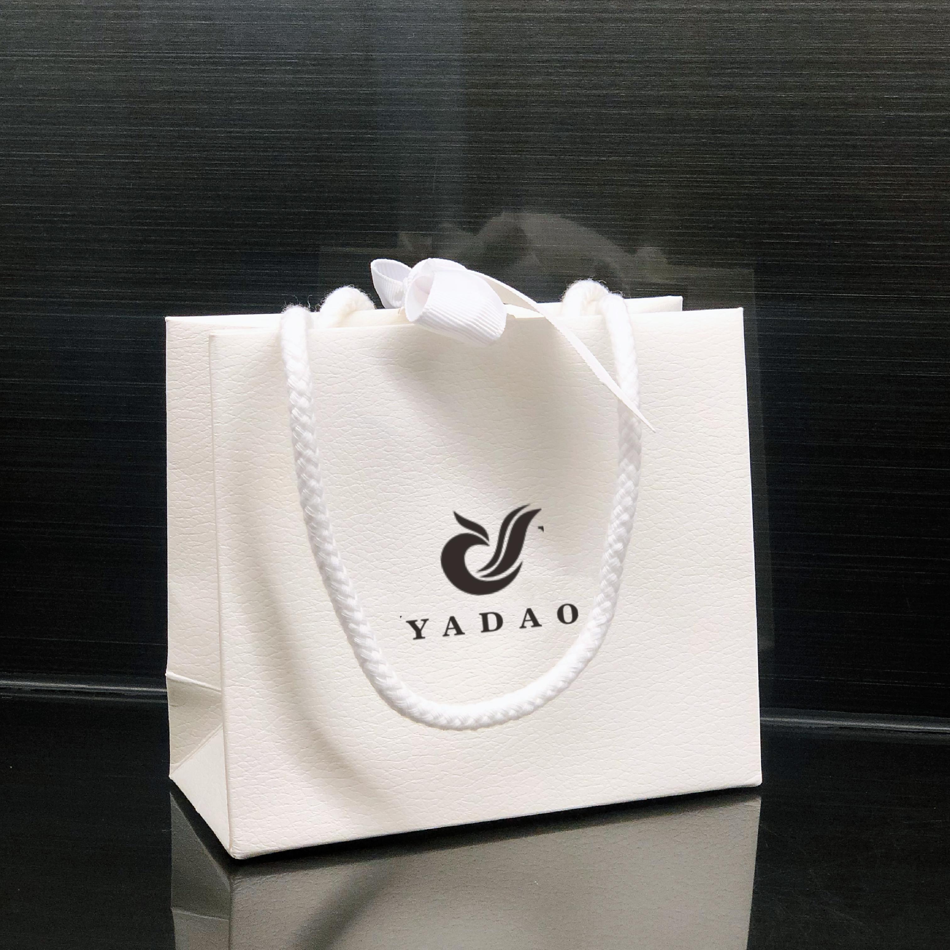 Yadao wholesales shopping paper bag with cotton rope and ribbon closure white color gift packaging bag