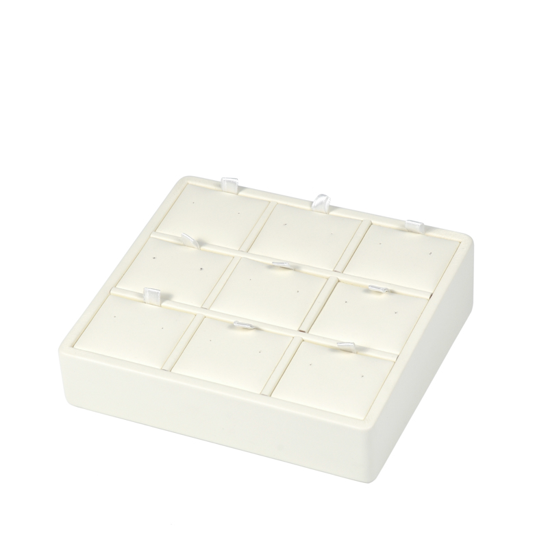 Premium white leatherette vertical display tray with 9 earring pendant insert