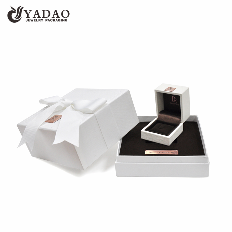 Jewelry boxes handmade white paper jewelry cases ribbon box
