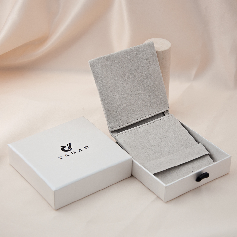 Fanai customized drawer paper box with microfiber pouch to be a set for jewelry packaging  