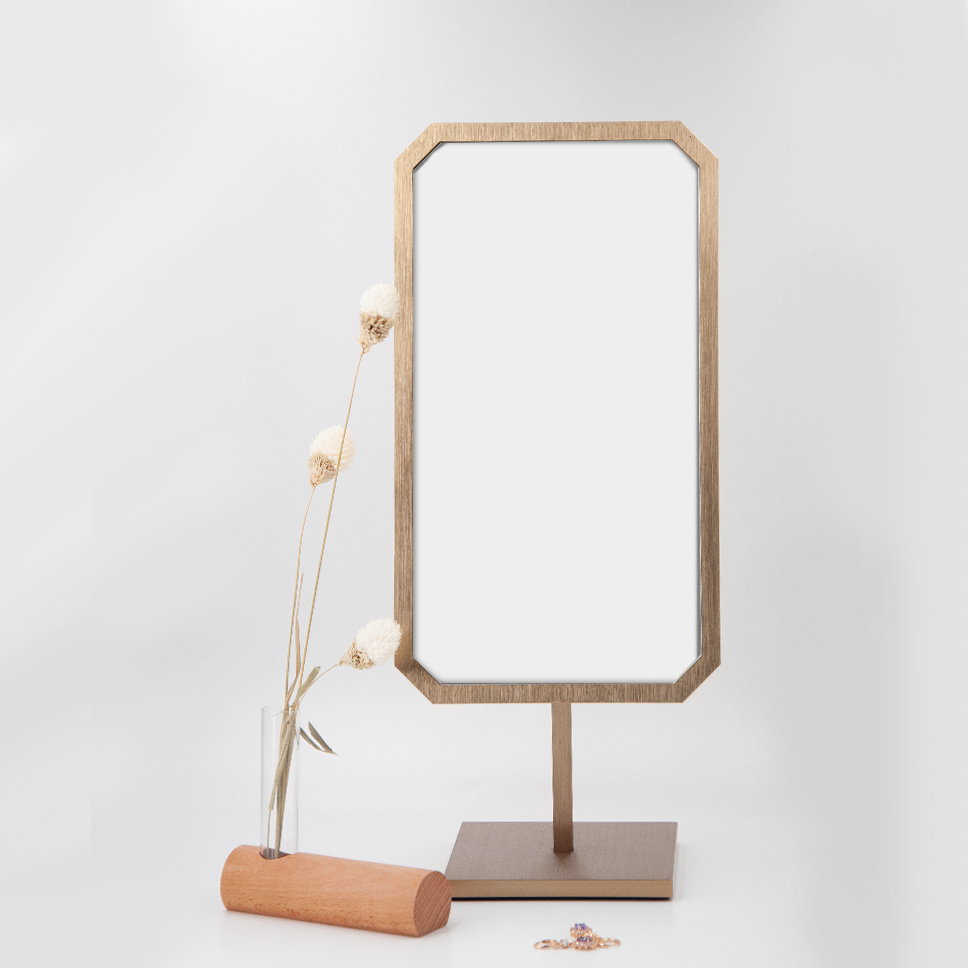 Ins style wooden mirror jewelry Makeup Mirror can foldable storage