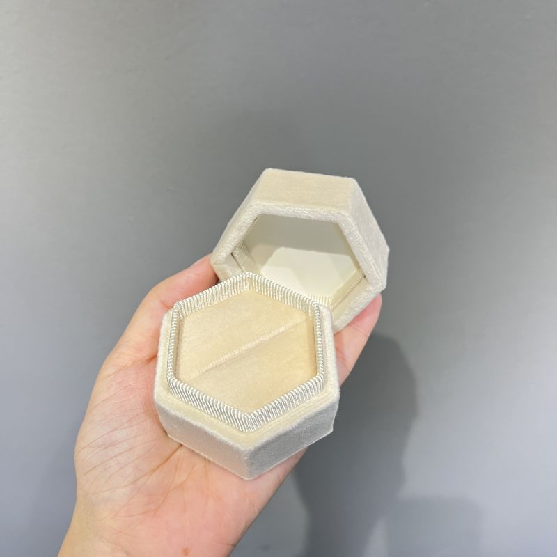 beige custom color velvet hexagonal Christmas gift ring box