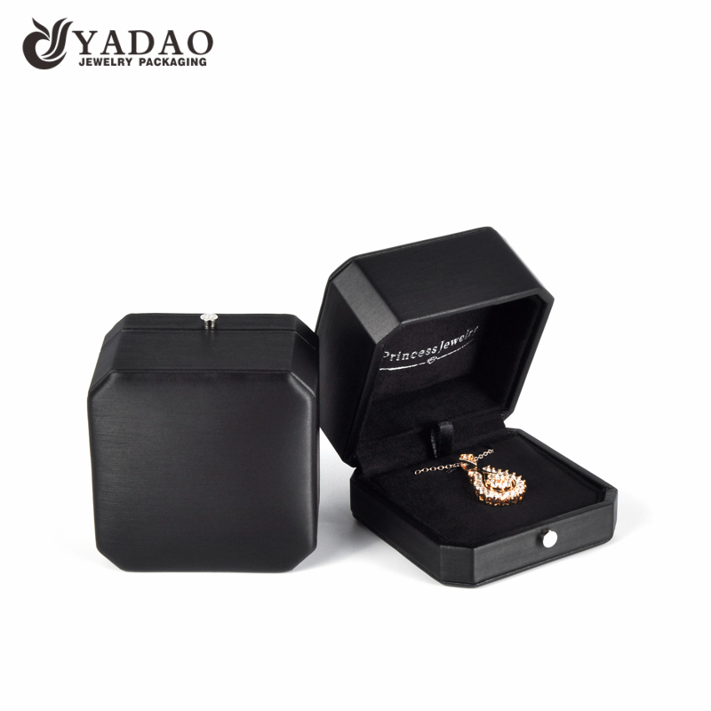 Luxury black hexagon plastic box with outer paper box  customize logo